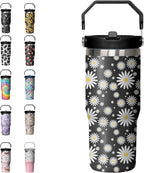 Herobuddy™ 30oz Tie Dye Print Tumbler with Handle Flip Straw Tie Dye - Insulated Travel Coffee Mug