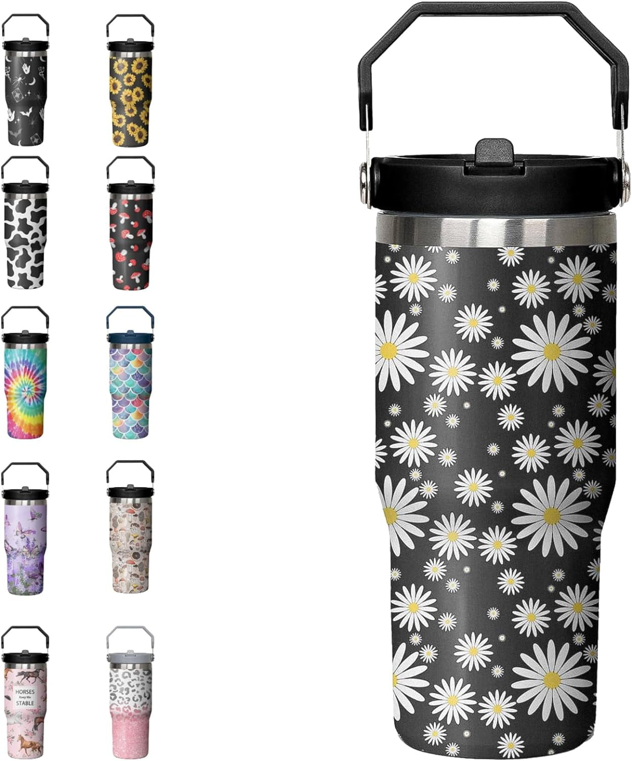 Herobuddy™ 30oz Tie Dye Print Tumbler with Handle Flip Straw Tie Dye - Insulated Travel Coffee Mug