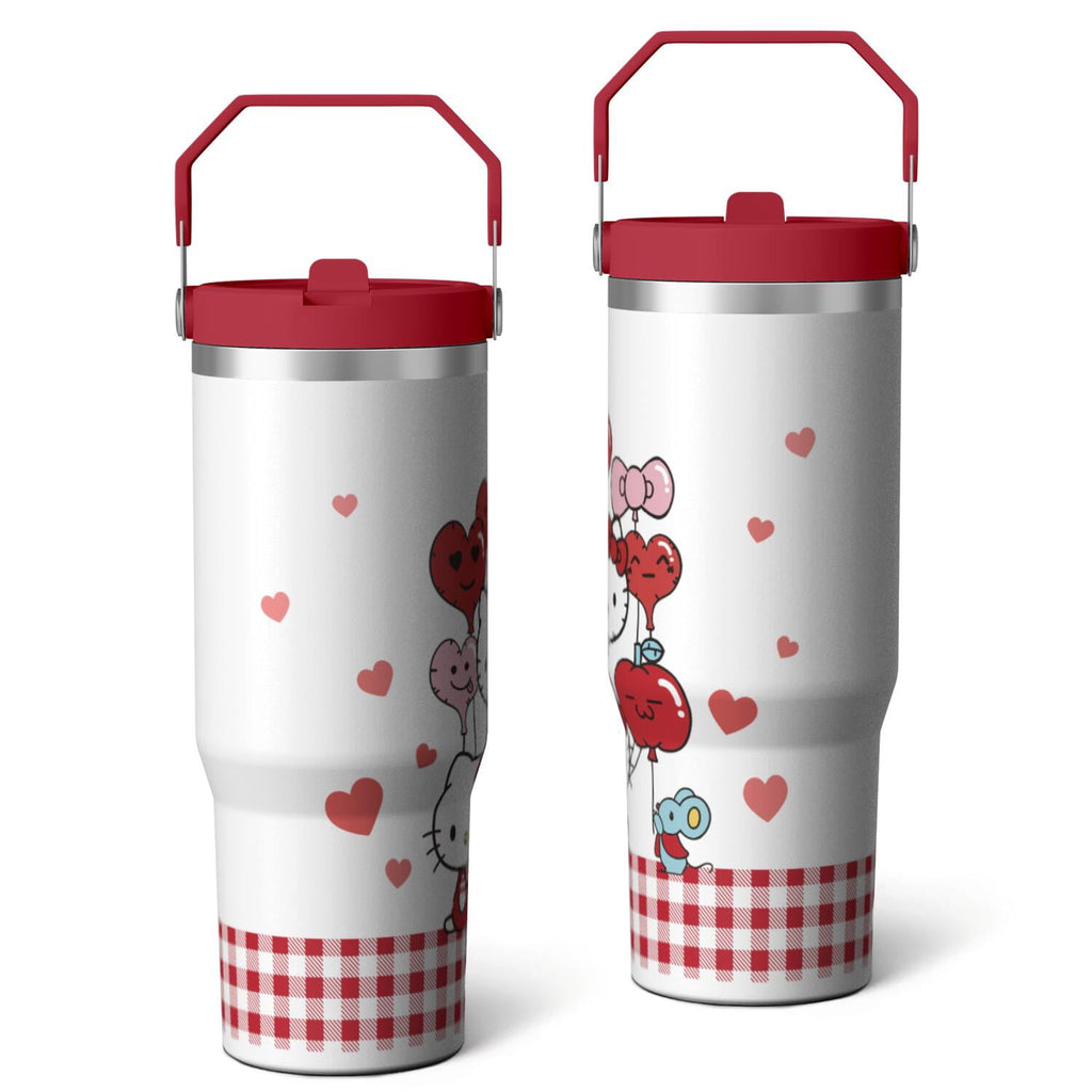 Herobuddy™ 30oz Hello Kawaii Cat Cute Stainless Steel Tumbler with Lid - Reusable Stainless Steel Cup