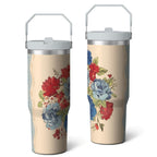 Herobuddy™ 30oz Pioneer Colorful Floral Stainless Steel Flip Straw Tumbler with Lid - Reusable Stainless Steel Cup