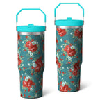 Herobuddy™ 30oz Pioneer Colorful Floral Stainless Steel Flip Straw Tumbler with Lid - Reusable Stainless Steel Cup