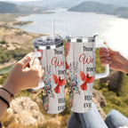 Cardinal Insulated Tumbler with Lid and Straw, Stainless Steel Travel Mug with Handle, Floral Rustic Cardinal Cup, Double Wall Hot Cold Drink Tumbler, Gift for Women & Nature Lovers