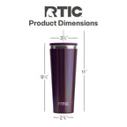 RTIC 28 oz Ceramic Lined Everyday Tumbler, Spill-Resistant Straw Lid, Plum Glitter