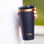 RTIC 18 oz Ceramic Lined Insulated Happy Hour Pint Tumbler, Leak Resistant Lid, Soft-Touch Exterior, Dark Midnight Dust