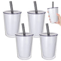 4 PackPack 24 oz Tumblers with Lids & Straws – Double Wall Insulated Plastic Cups, Leakproof, Food‑Safe, for Cold & Hot Drinks, Ideal for Daily Use, Travel & Outdoor