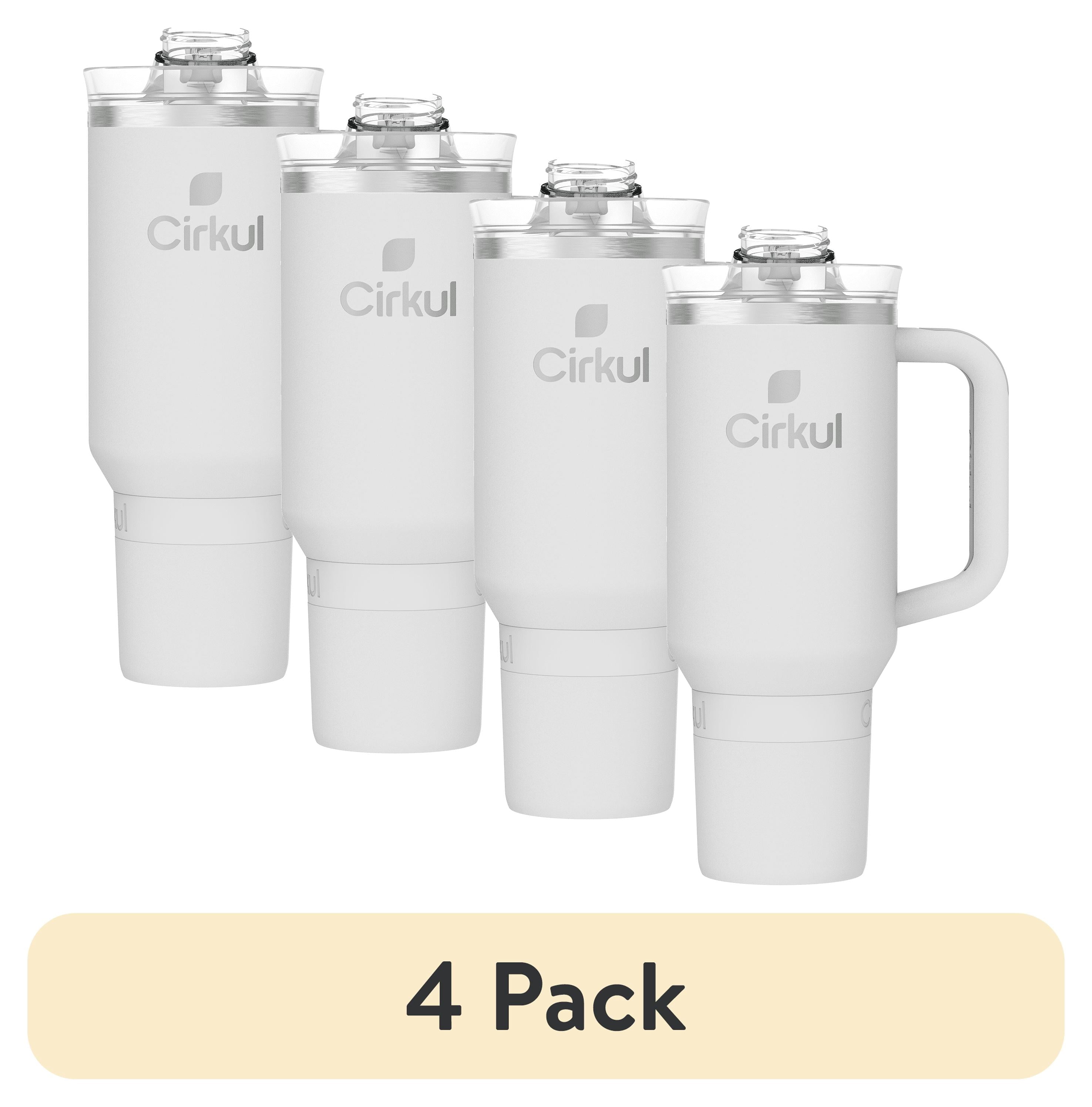 (4 pack) Cirkul 40oz All-Day StrawSip Double-Wall Insulated Stainless Steel Tumbler with Handle, Fog (Light Gray)