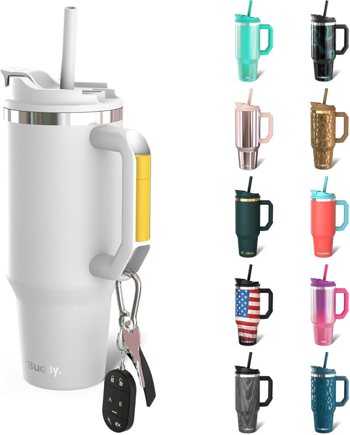 40 Ounce Stainless Steel Vacuum Insulated Tumbler with Lid and Straw, White