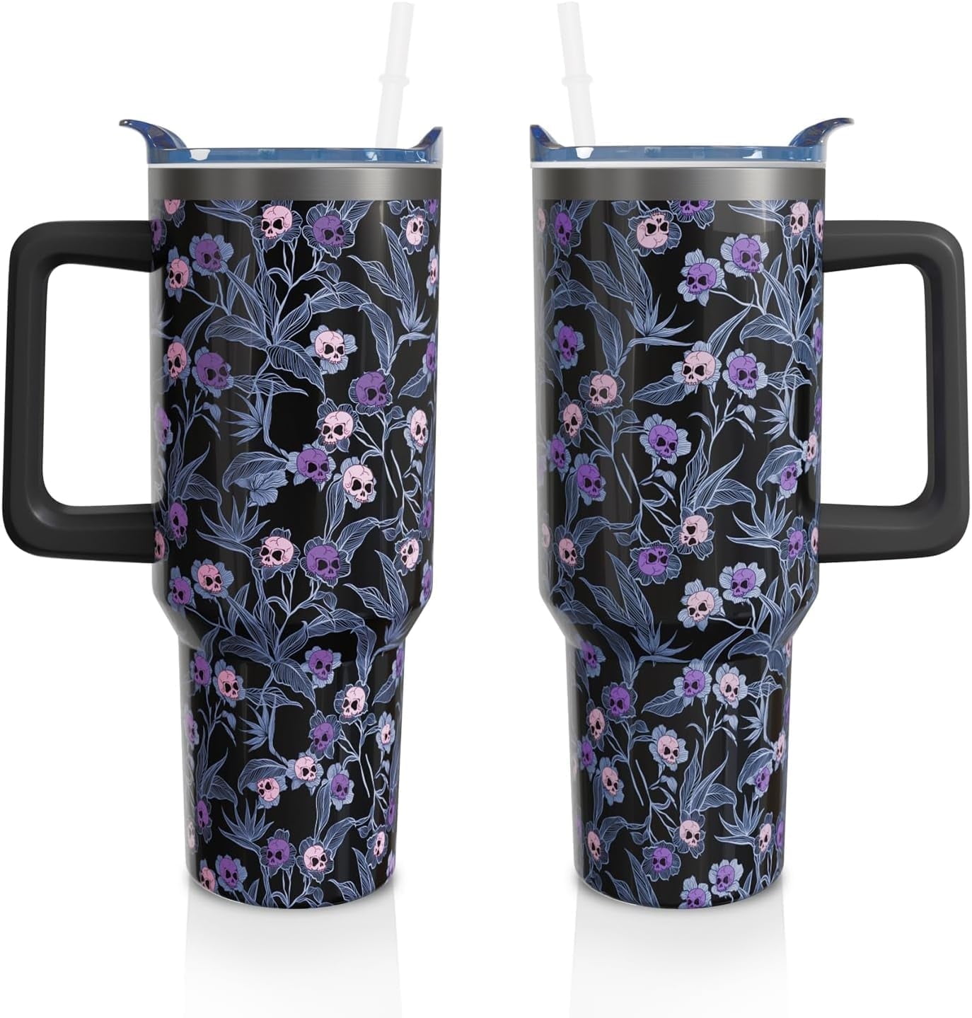 Herobuddy™ 40 Oz Tumbler with Handle and Straw, Cute Stainless Steel Double - Reusable Stainless Steel Cup