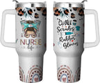 Herobuddy™ 40 Oz Tumbler with Handle and Straw, Double Wall Coffee Travel - Insulated Travel Coffee Mug