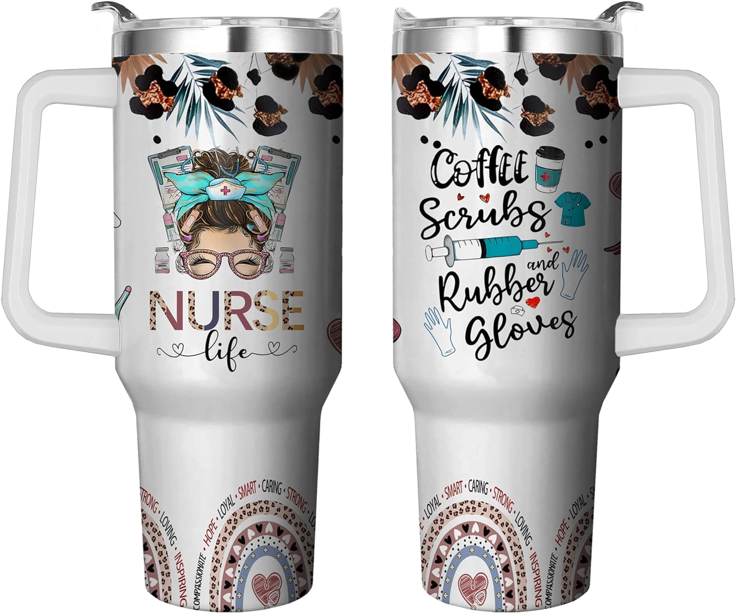 Herobuddy™ 40 Oz Tumbler with Handle and Straw, Double Wall Coffee Travel - Insulated Travel Coffee Mug