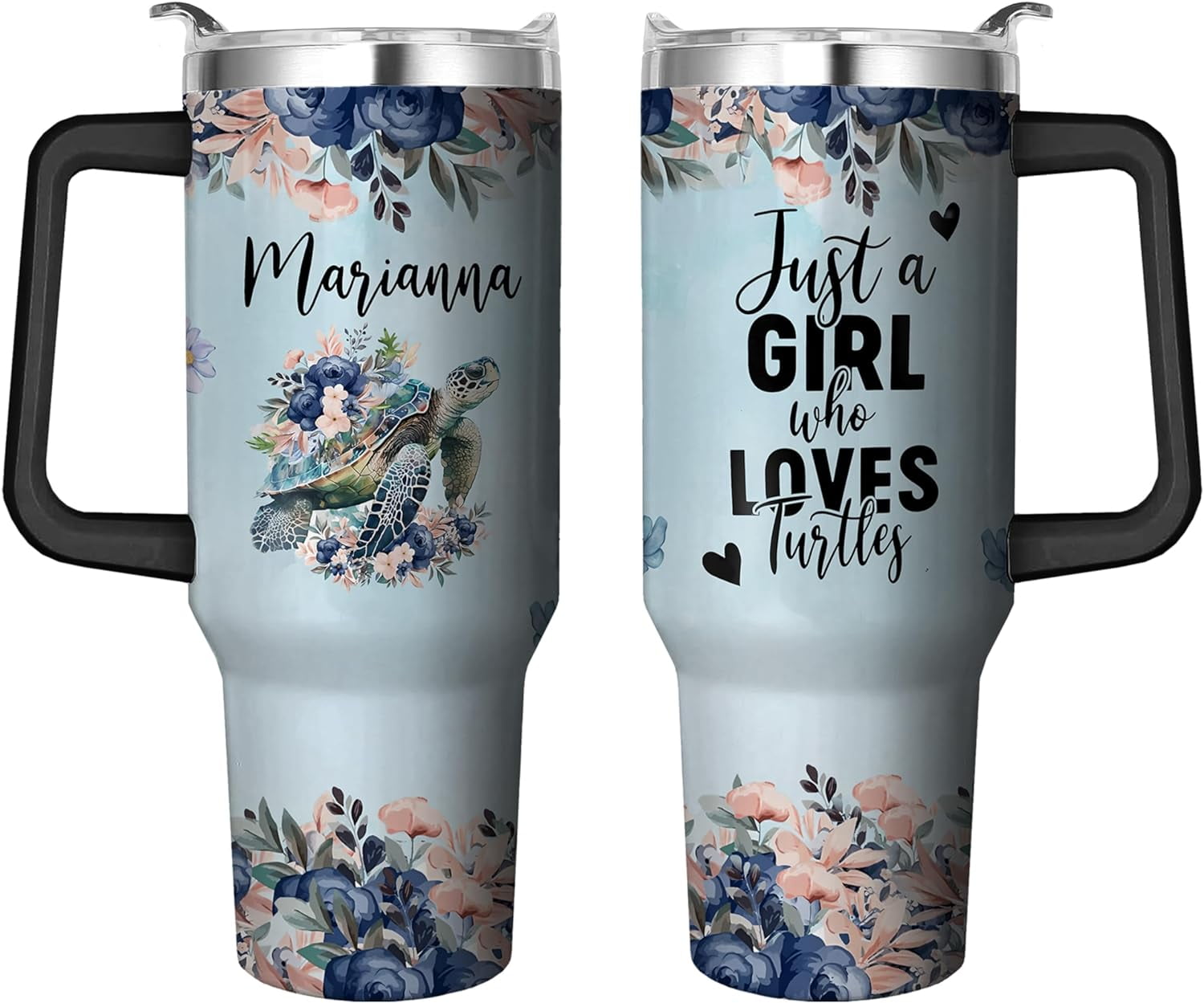 Herobuddy™ 40 Oz Tumbler with Handle and Straw, Double Wall Coffee Travel - Insulated Travel Coffee Mug