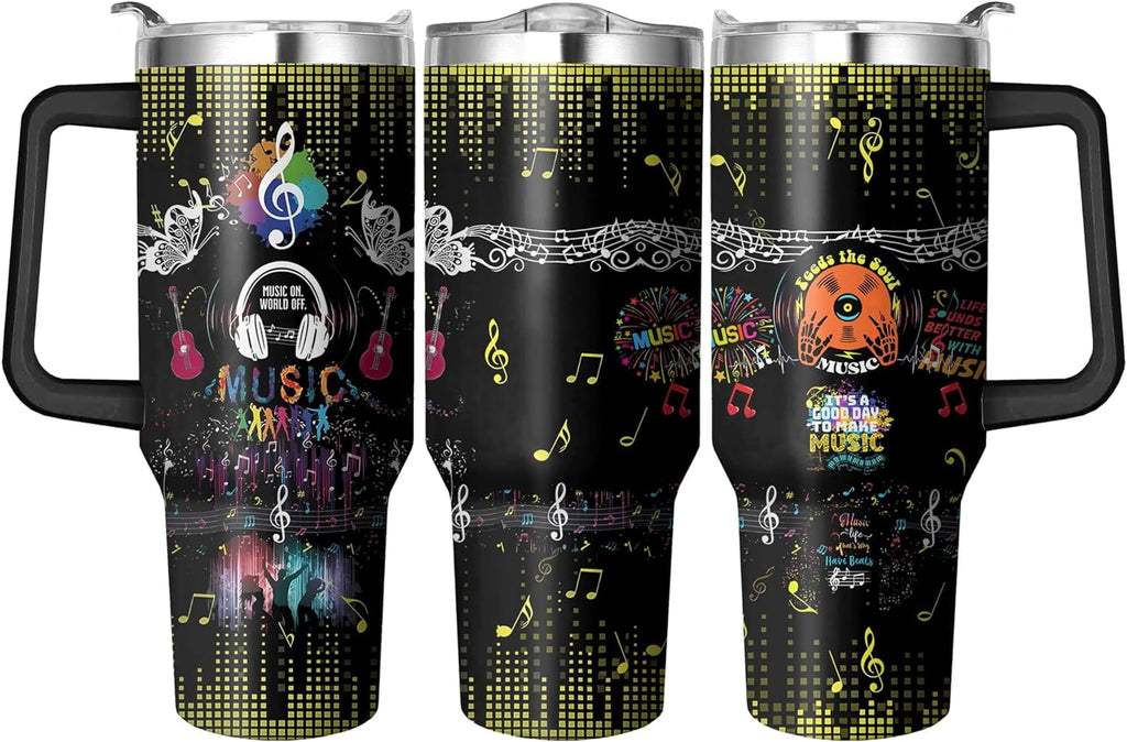 Herobuddy™ 40 Oz Tumbler with Handle and Straw, Double Wall Coffee Travel - Insulated Travel Coffee Mug