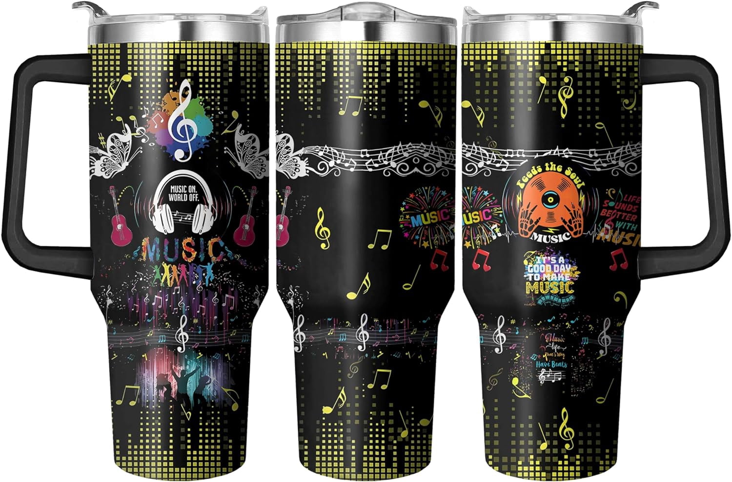 Herobuddy™ 40 Oz Tumbler with Handle and Straw, Double Wall Coffee Travel - Insulated Travel Coffee Mug