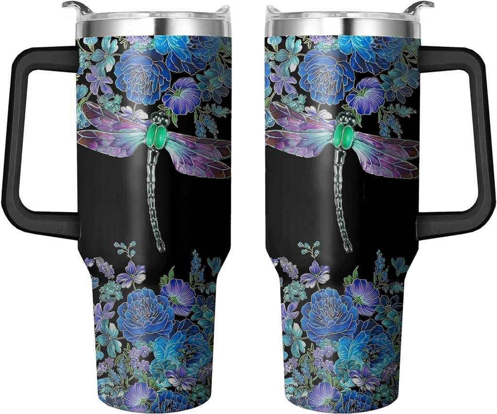 Herobuddy™ 40 Oz Tumbler with Handle and Straw, Double Wall Coffee Travel - Insulated Travel Coffee Mug