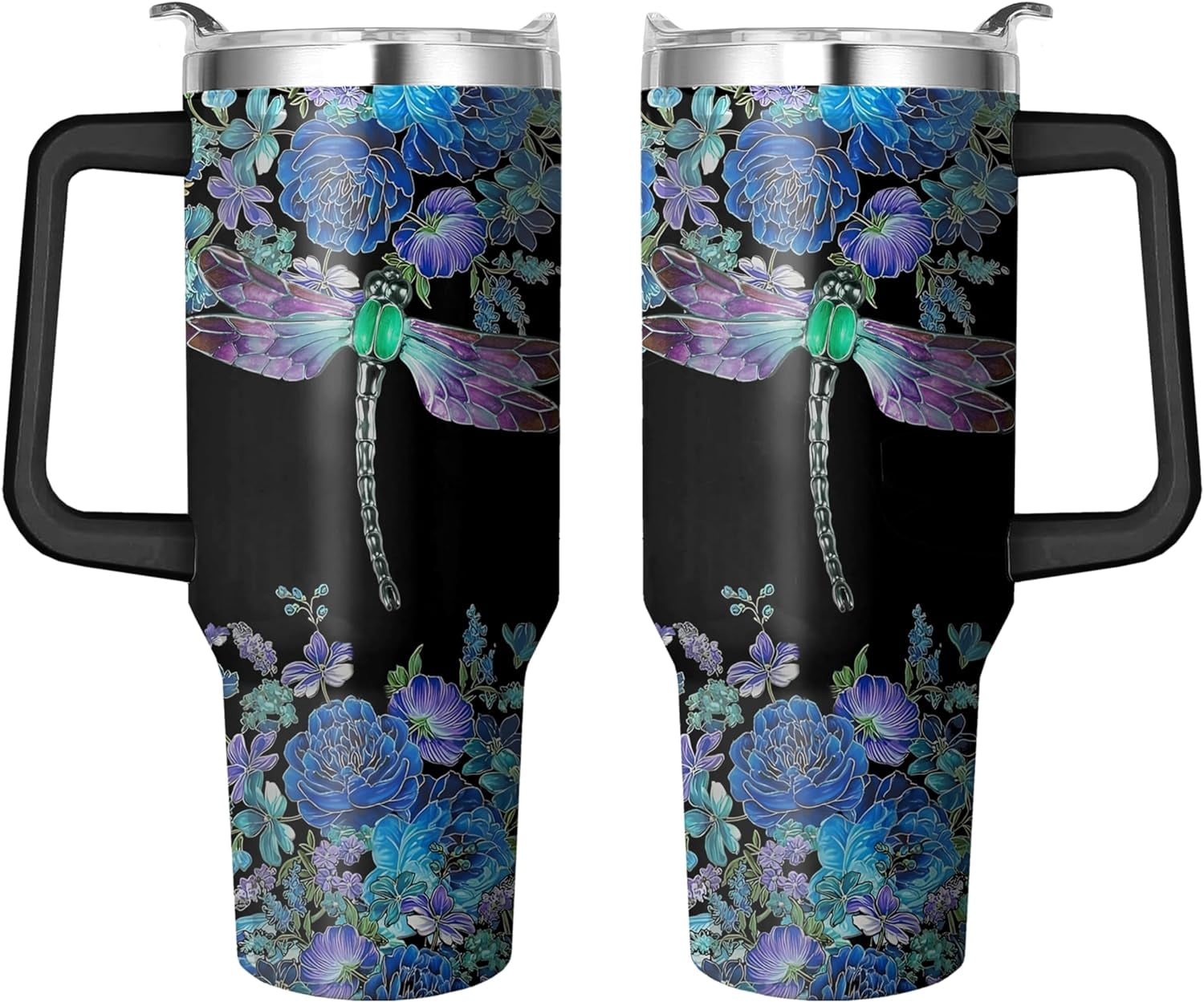Herobuddy™ 40 Oz Tumbler with Handle and Straw, Double Wall Coffee Travel - Insulated Travel Coffee Mug