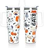 Herobuddy™ 40 oz Tumbler with Handle and Straw Lid, Purple Butterfly Insulated - Reusable Stainless Steel Cup