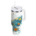 40 oz Insulated Stainless Steel Tumbler Double Wall Stainless Steel Tumbler with 2-Way Drinking Intricately Butterfly