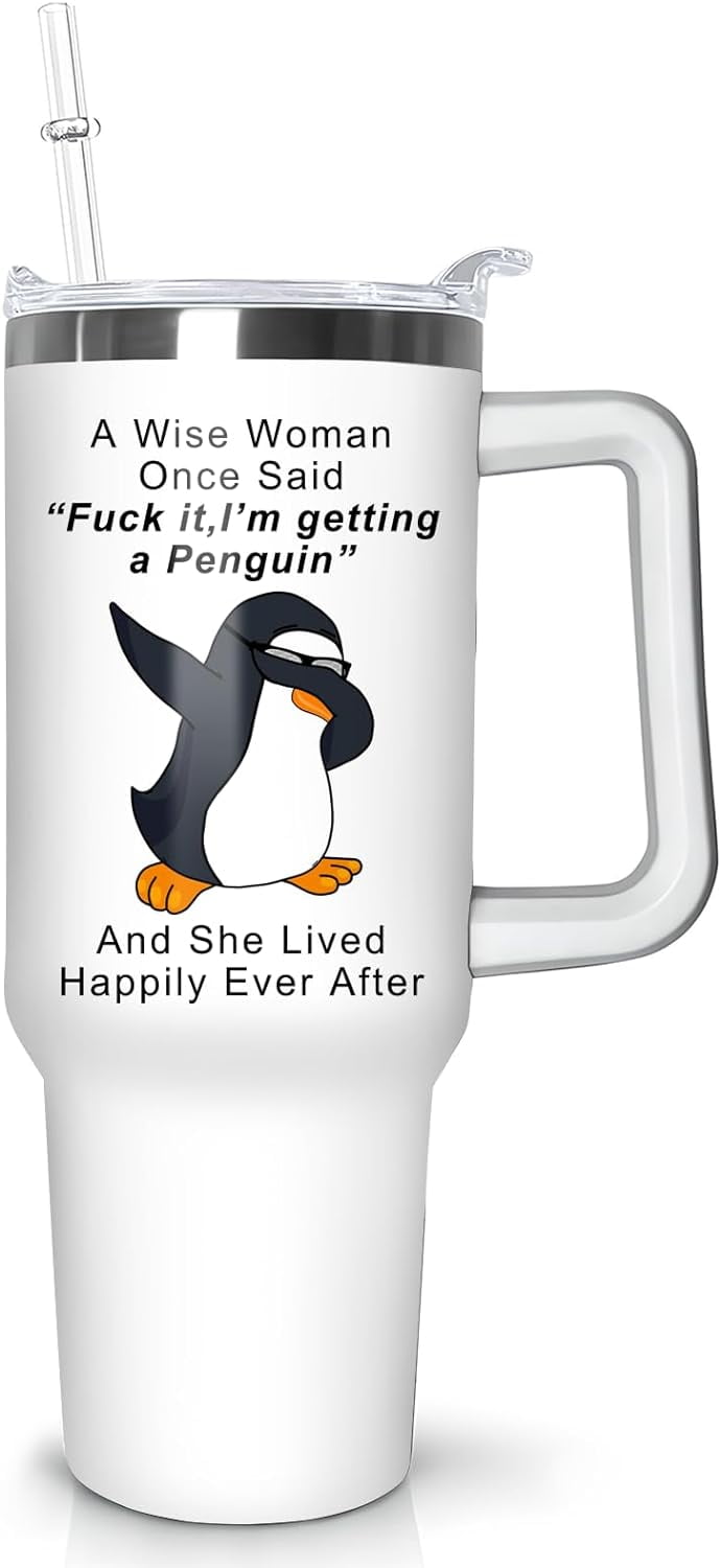 Herobuddy™ 40 oz Penguin Tumbler with Handle Gifts for Penguin Lover 40oz - Insulated Travel Coffee Mug