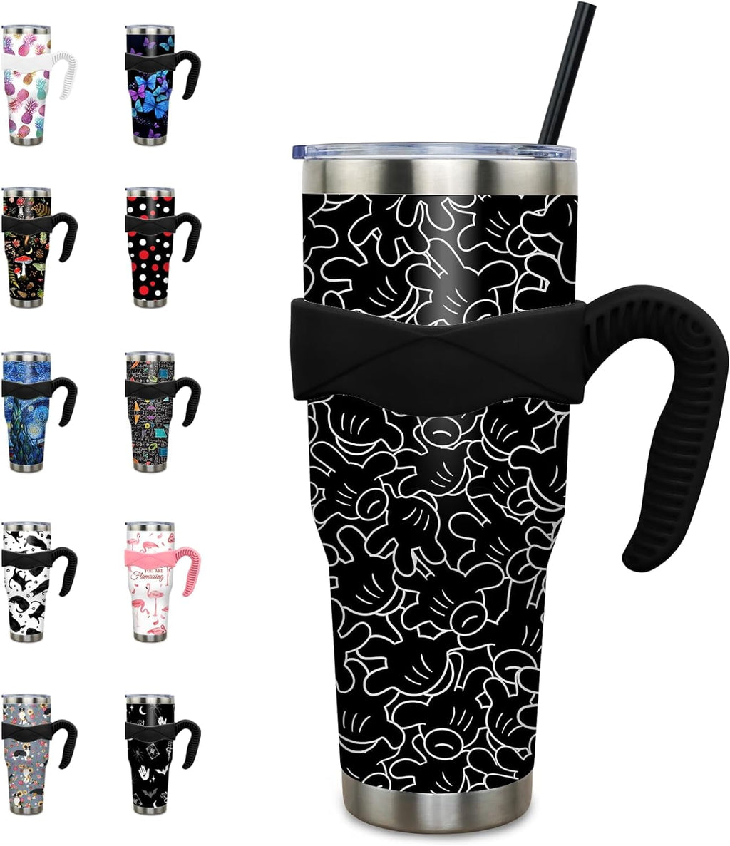 Herobuddy™ 40 oz Tumbler with Handle and Straw 40oz Pink Flamingo Cup - Insulated Travel Coffee Mug