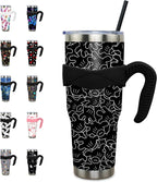 Herobuddy™ 40 oz Tumbler with Handle and Straw 40oz Pink Flamingo Cup - Insulated Travel Coffee Mug
