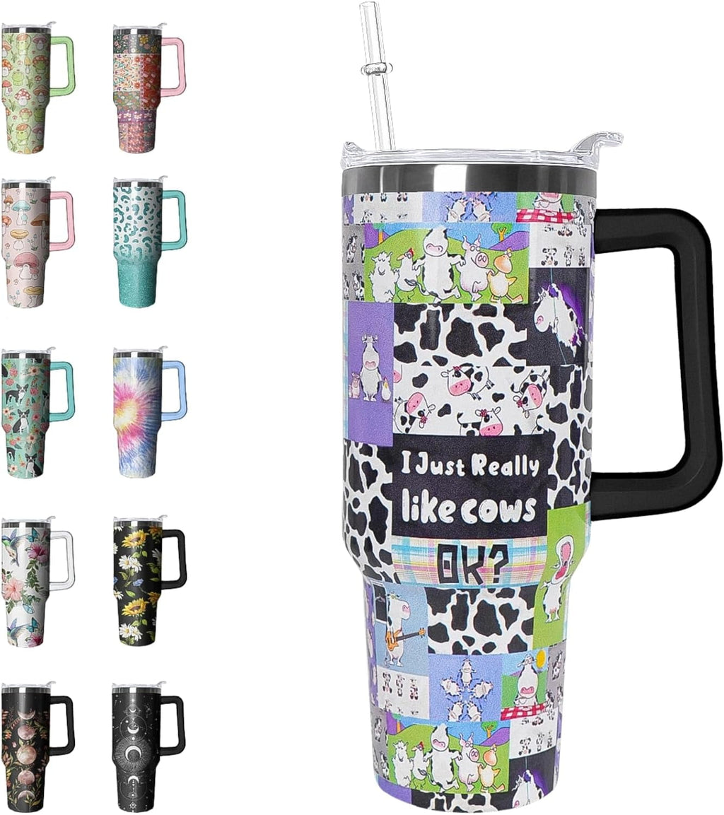 Herobuddy™ 40 oz Tumbler with Handle and Straw Leak Proof Tumbler 40 - Reusable Stainless Steel Cup