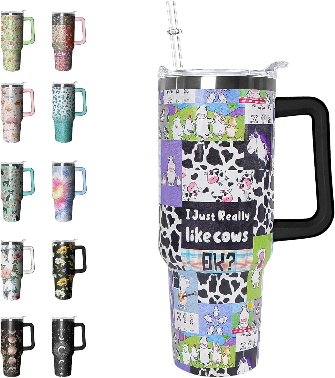 Herobuddy™ 40 oz Tumbler with Handle and Straw Leak Proof Tumbler 40 - Reusable Stainless Steel Cup