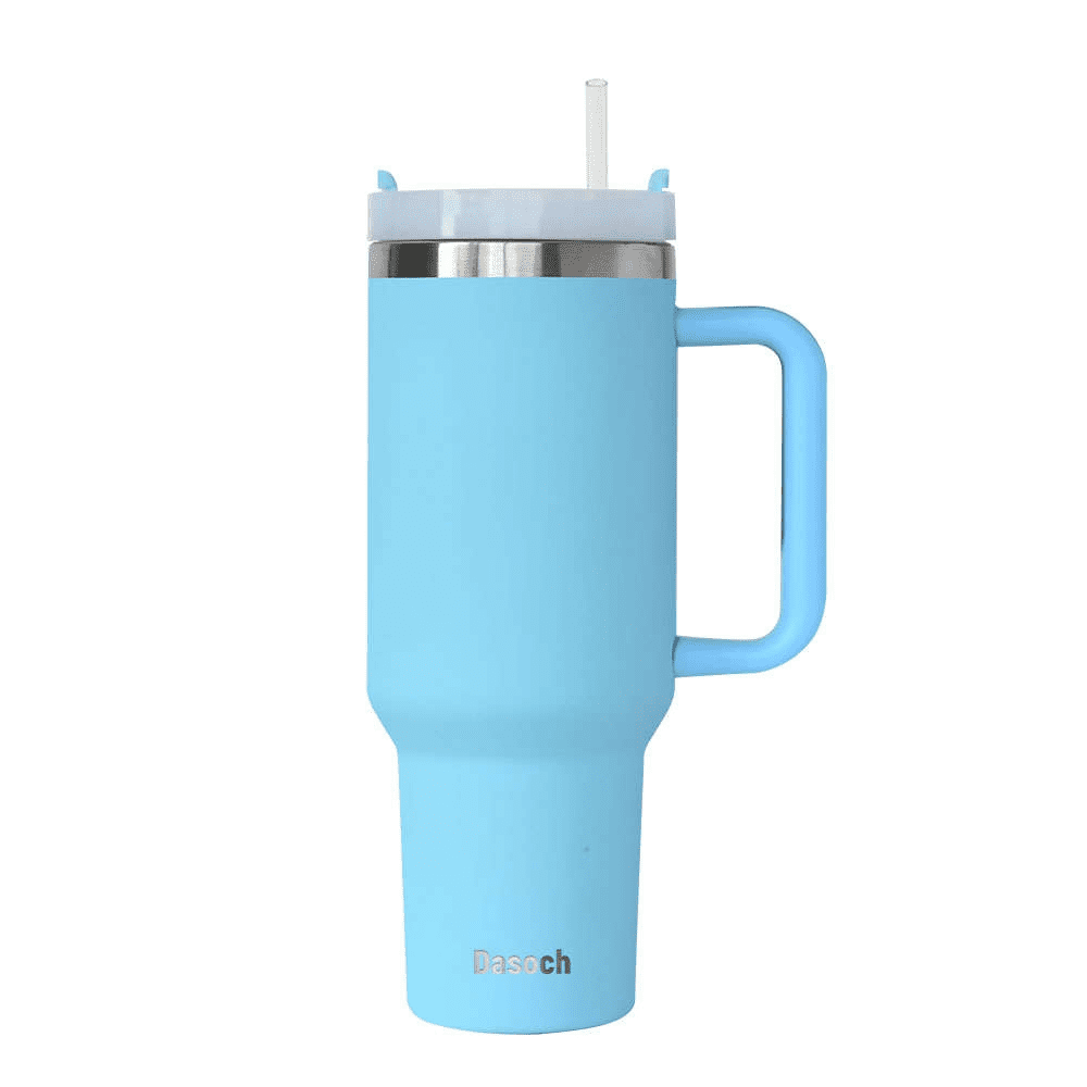 40 oz Tumbler with Handle and Lid-Dasoch Stainless Steel- Blue