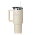 40 oz Tumbler with Handle and Straw Lid Stainless Steel Insulated Travel Mug Cup Nana With Heart (Cream)