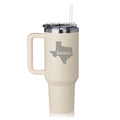 40 oz Tumbler with Handle and Straw Lid Stainless Steel Insulated Travel Mug Cup Texas Home (Cream)
