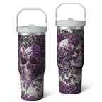 1pc Halloween Skull 30oz Tumbler with Straw & Handle - Insulated Stainless Steel Cup | Holiday Gift for Man Women (Christmas, Valentine's, Birthday)