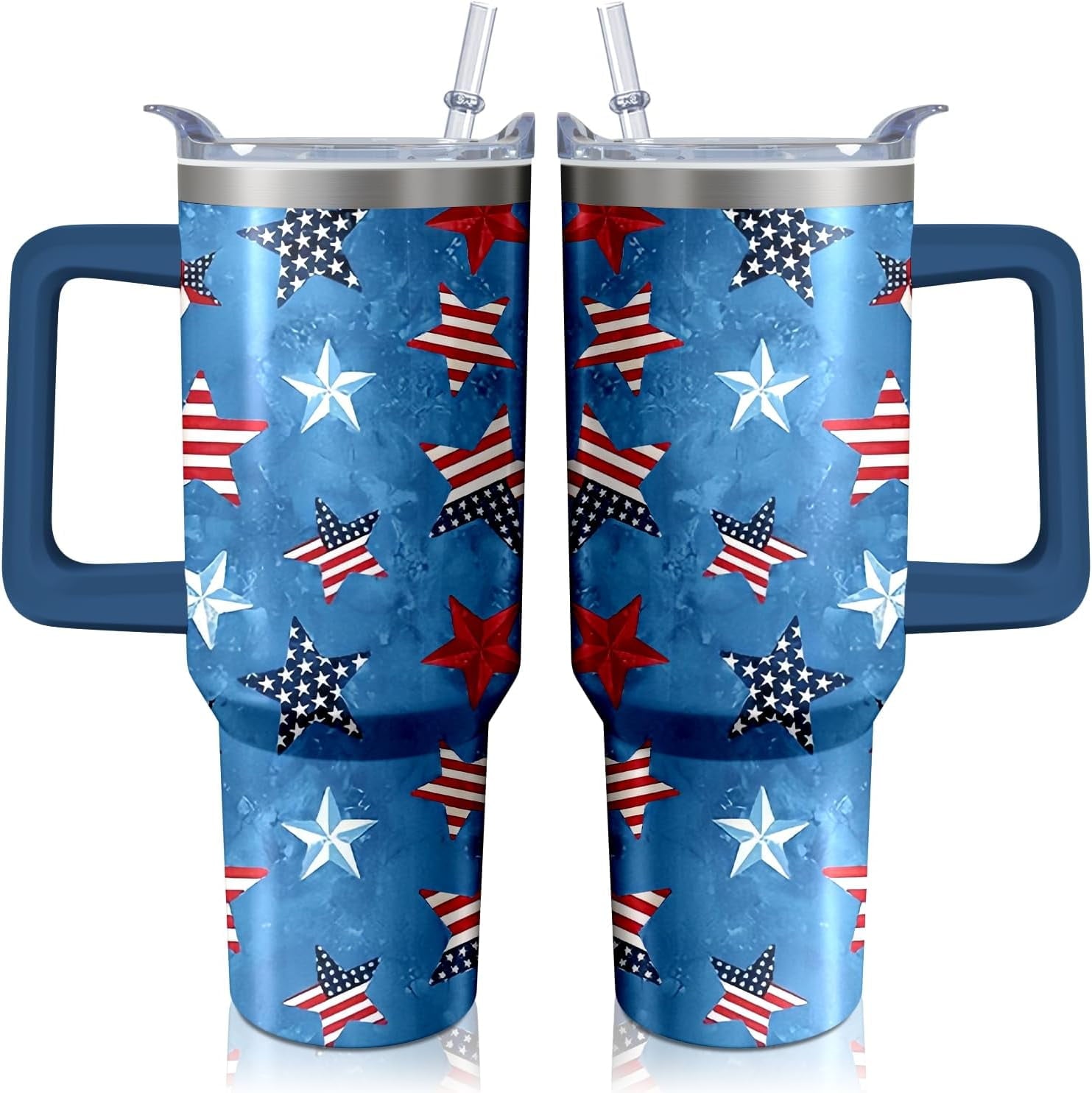 40oz American Flag 4th of july Tumbler With Handle and Straw, Gifts For Memorial Day Veterans day Independence day, Patriots Coffee Mug Water Bottle, Labor Day Stainless Steel Insulated Cup