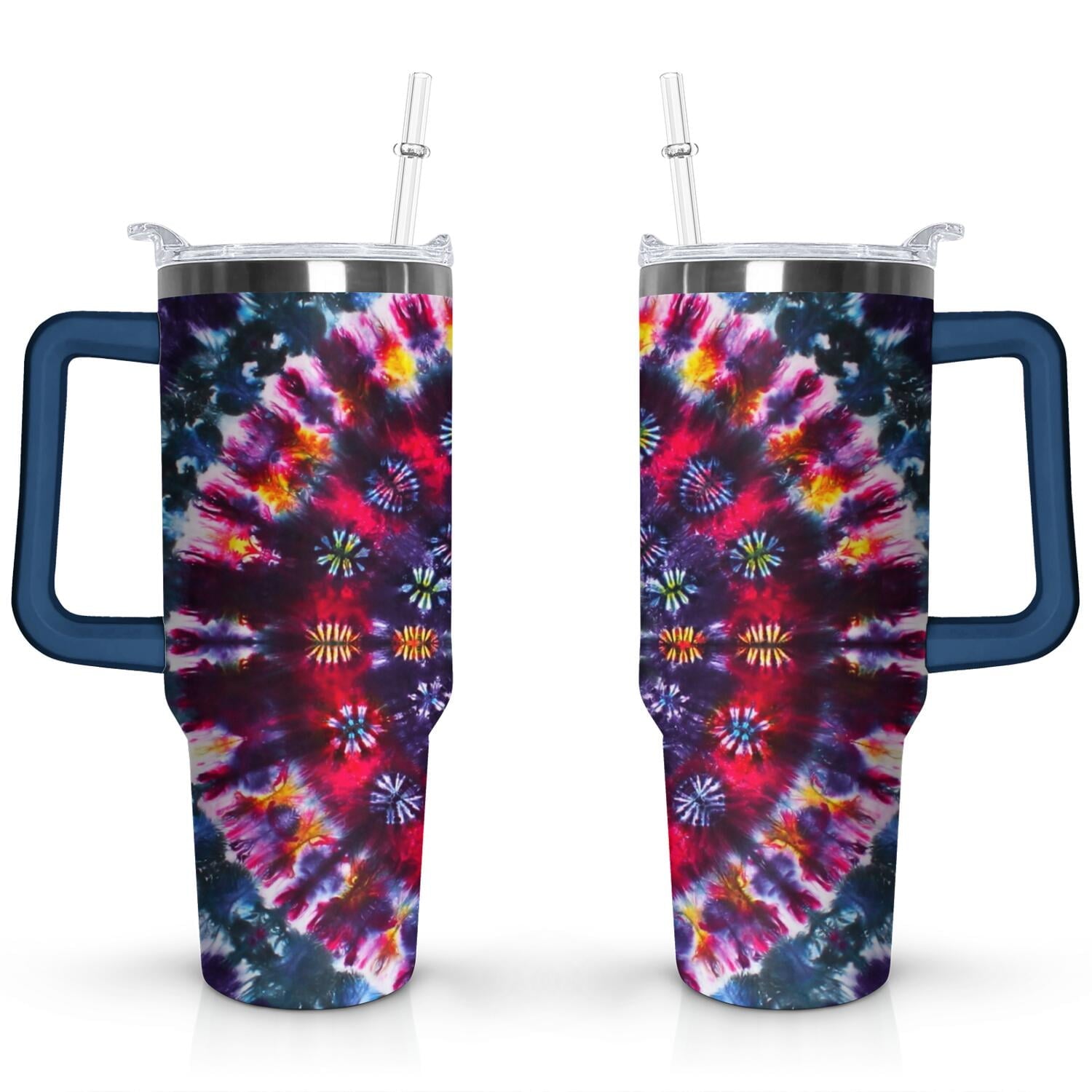 Herobuddy™ 40oz Boho Tie Dye Stainless Steel Flip Straw Tumbler Spill Proof - Reusable Stainless Steel Cup