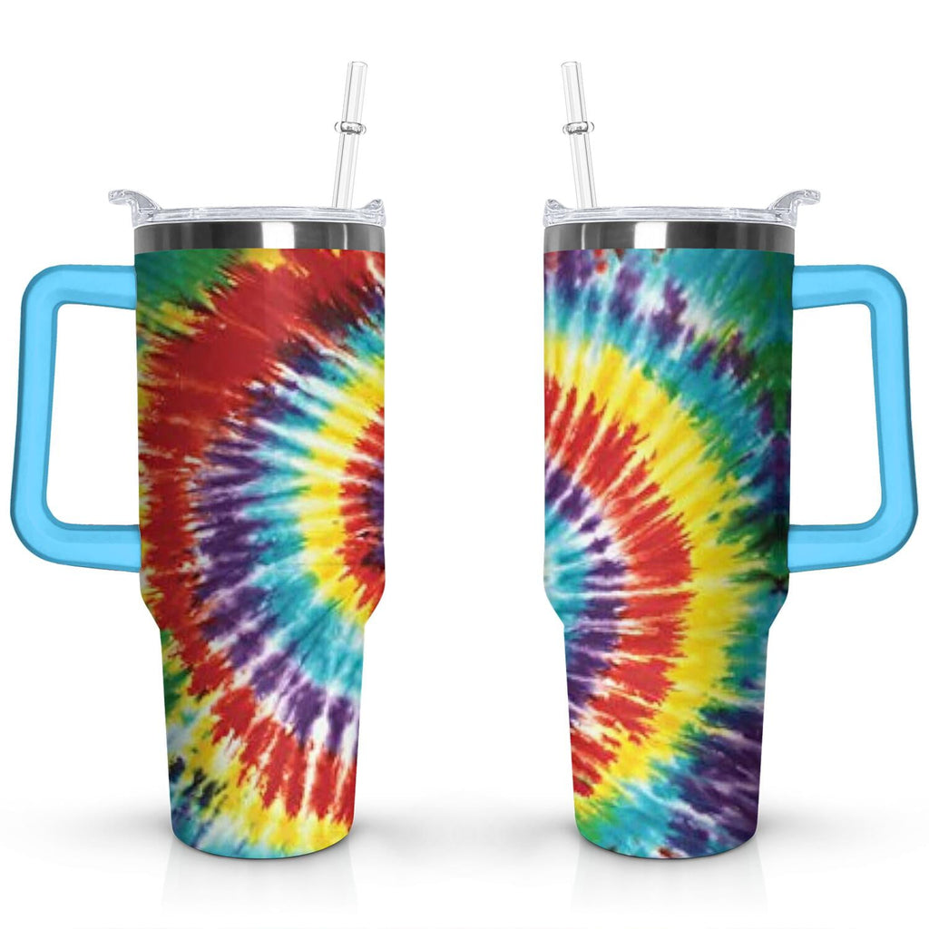 Herobuddy™ 40oz Boho Tie Dye Stainless Steel Flip Straw Tumbler Spill Proof - Reusable Stainless Steel Cup