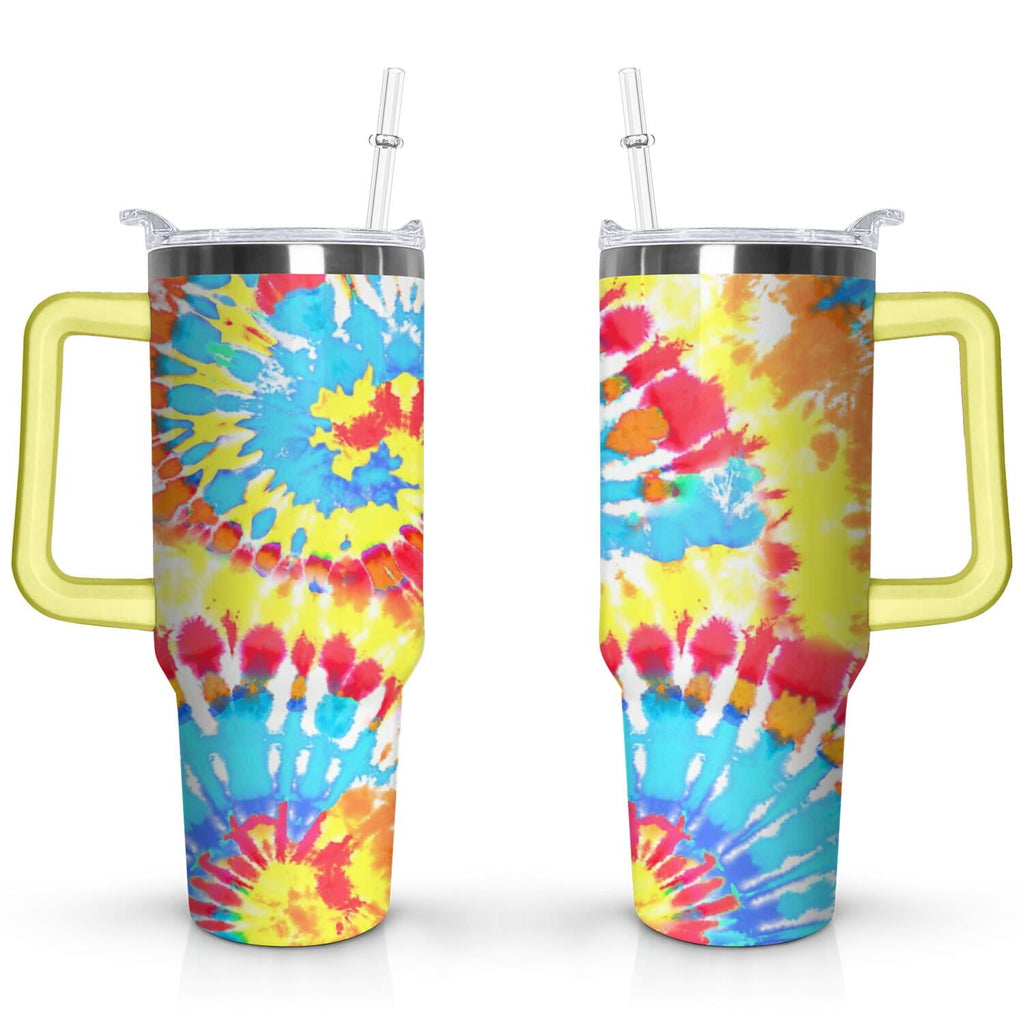 Herobuddy™ 40oz Boho Tie Dye Stainless Steel Flip Straw Tumbler Spill Proof - Reusable Stainless Steel Cup