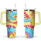Herobuddy™ 40oz Boho Tie Dye Stainless Steel Flip Straw Tumbler Spill Proof - Reusable Stainless Steel Cup