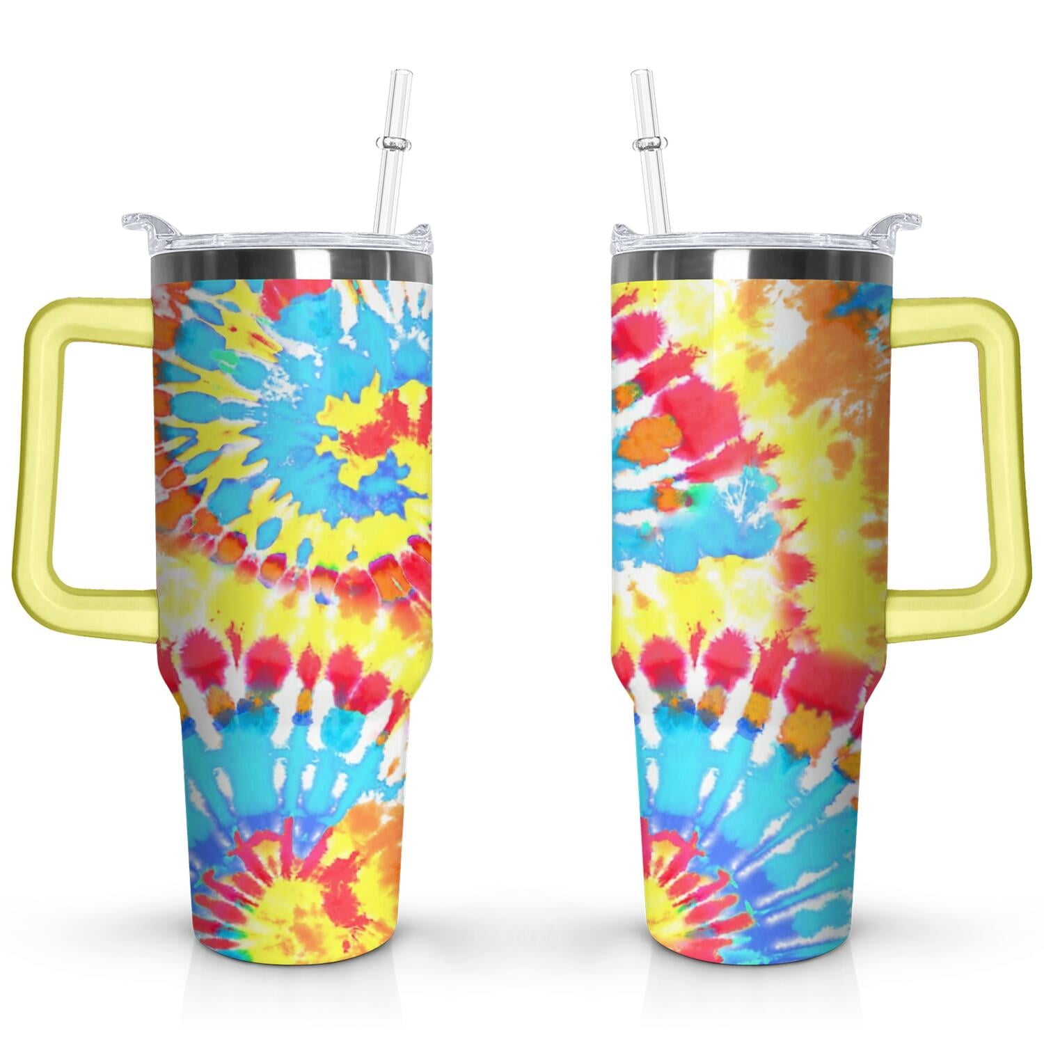 Herobuddy™ 40oz Boho Tie Dye Stainless Steel Flip Straw Tumbler Spill Proof - Reusable Stainless Steel Cup