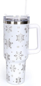 Herobuddy™ 40oz Insulated Stainless Steel Tumbler with Handle, Abstract Brown Leopard Print - Leakproof Insulated Water Bottle