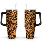 Herobuddy™ 40oz Fashion Leopard Pattern Stainless Steel Flip Straw Tumbler Spill Proof - Reusable Stainless Steel Cup