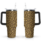 Herobuddy™ 40oz Fashion Leopard Pattern Stainless Steel Flip Straw Tumbler Spill Proof - Reusable Stainless Steel Cup