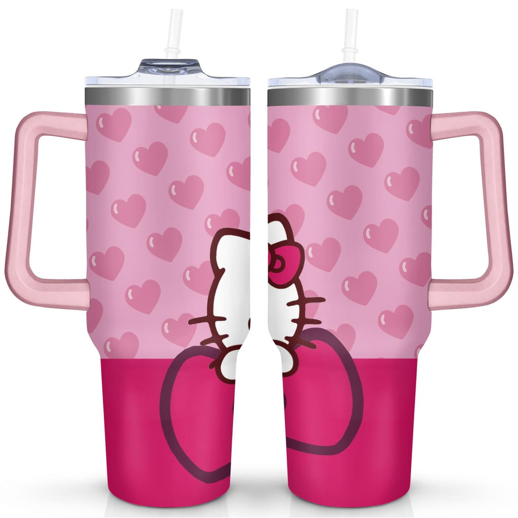 Herobuddy™ 40oz Hello Kawaii Cat Cute Stainless Steel Tumbler with Lid - Reusable Stainless Steel Cup