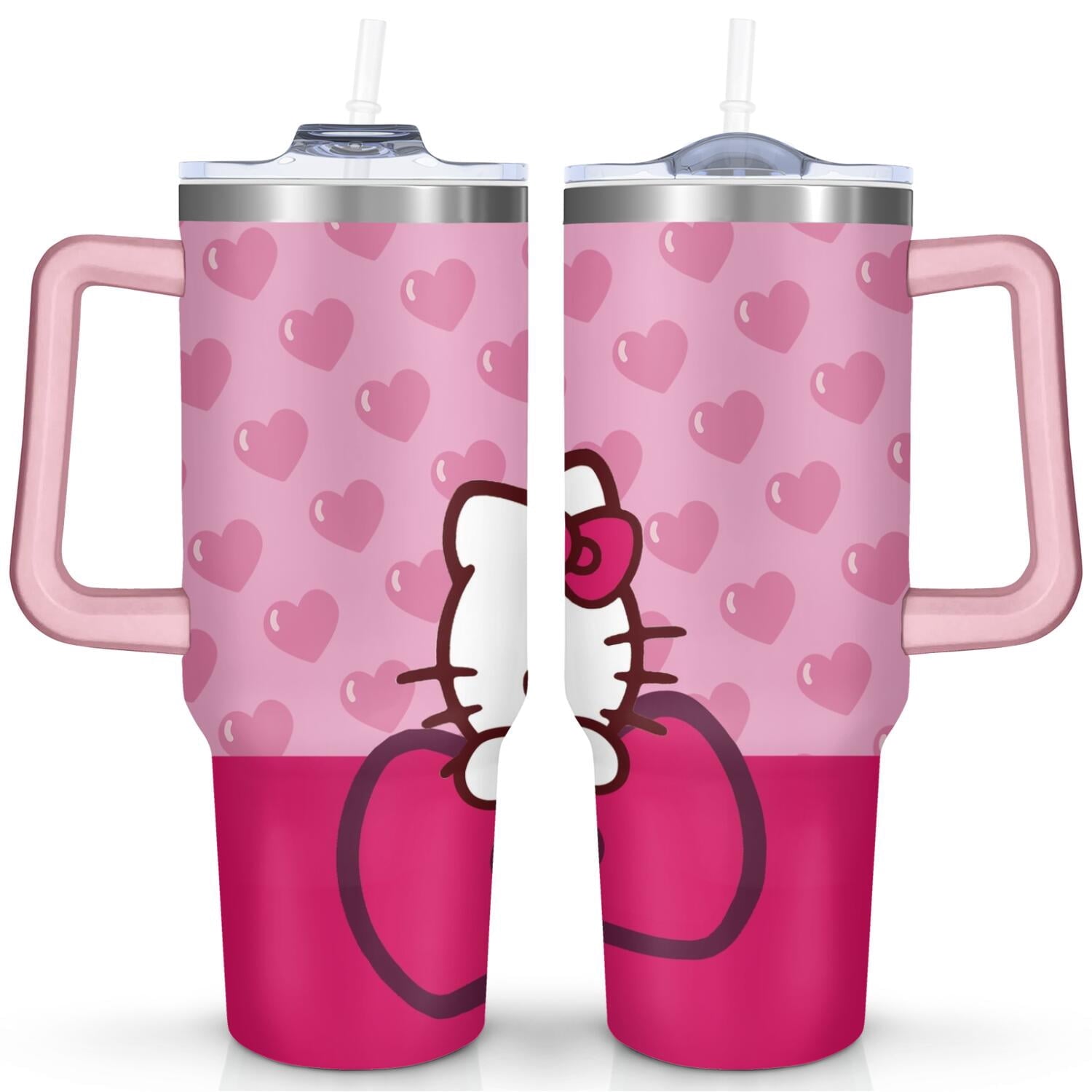 Herobuddy™ 40oz Hello Kawaii Cat Cute Stainless Steel Tumbler with Lid - Reusable Stainless Steel Cup