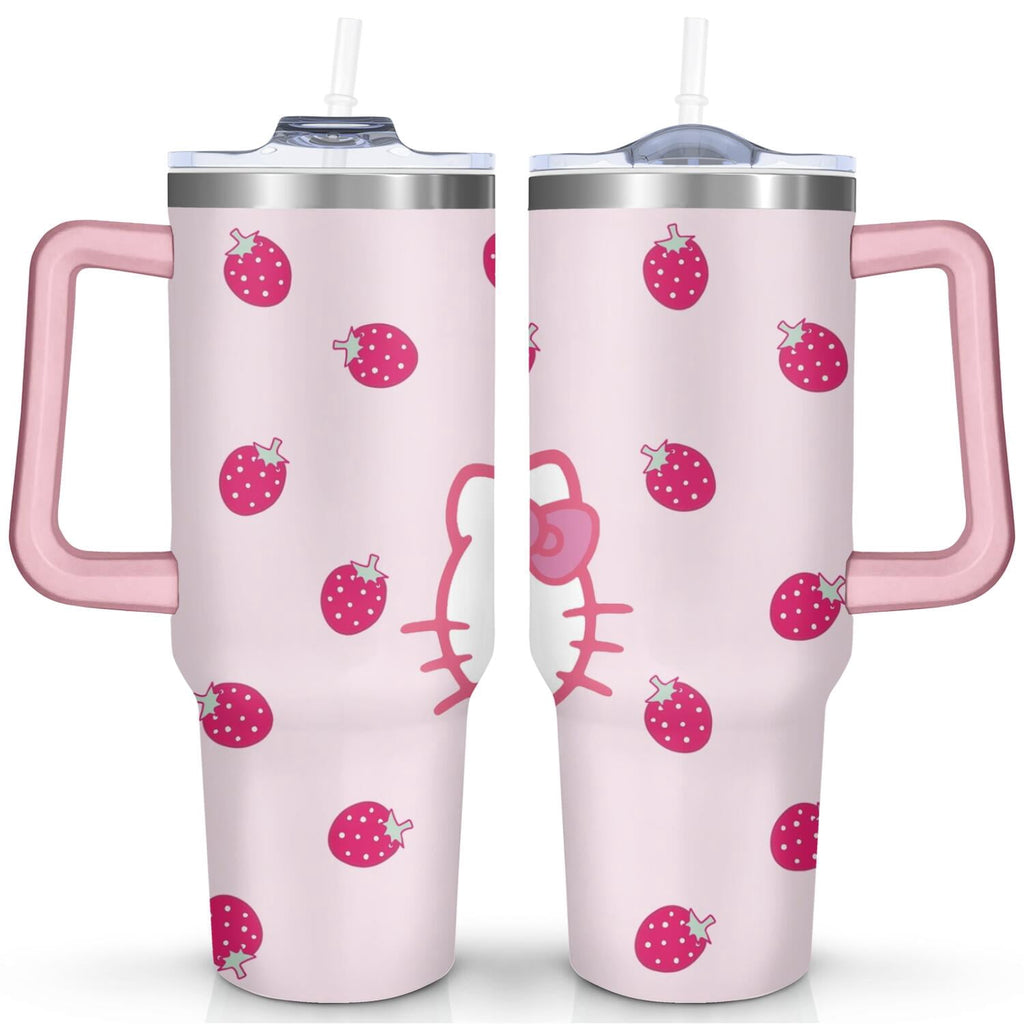 Herobuddy™ 40oz Hello Kawaii Cat Cute Stainless Steel Tumbler with Lid - Reusable Stainless Steel Cup