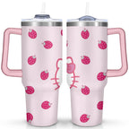 Herobuddy™ 40oz Hello Kawaii Cat Cute Stainless Steel Tumbler with Lid - Reusable Stainless Steel Cup