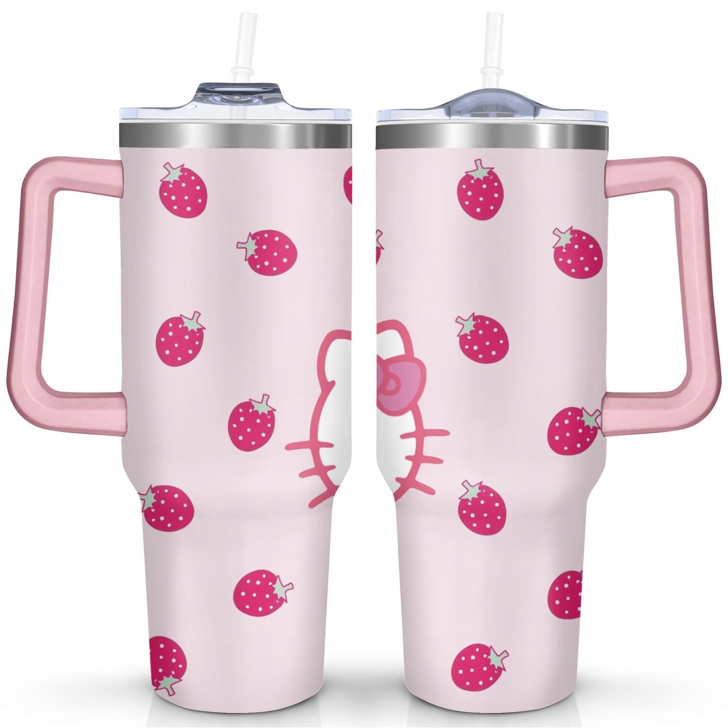 Herobuddy™ 40oz Hello Kawaii Cat Cute Stainless Steel Tumbler with Lid - Reusable Stainless Steel Cup