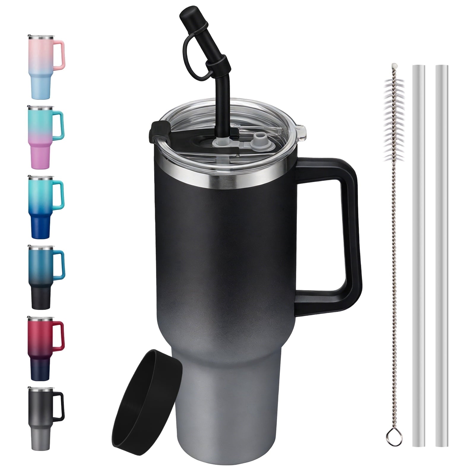 Herobuddy™ SUNSOC 40oz Insulated Tumbler with Handle and Straw – Stainless Steel - Insulated Travel Coffee Mug