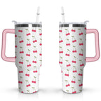 Herobuddy™ 40oz Red Cherry Fruit Pattern Stainless Steel Flip Straw Tumbler Spill - Reusable Stainless Steel Cup