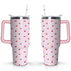 Herobuddy™ 40oz Red Cherry Fruit Pattern Stainless Steel Flip Straw Tumbler Spill - Reusable Stainless Steel Cup