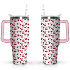 Herobuddy™ 40oz Red Cherry Fruit Pattern Stainless Steel Flip Straw Tumbler Spill - Reusable Stainless Steel Cup