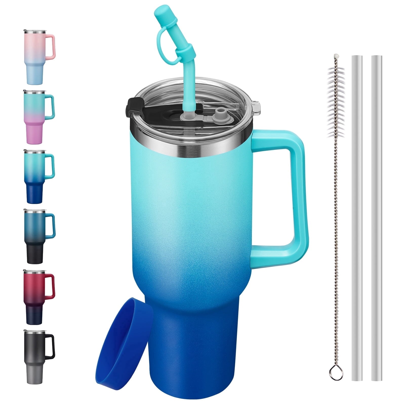 Herobuddy™ SUNSOC 40oz Insulated Tumbler with Handle and Straw – Stainless Steel - Insulated Travel Coffee Mug
