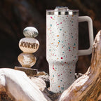 40oz Tumbler with Handle and Straw Lid | Vacuum Insulated Leak Proof Tumbler | Stainless Steel Travel Mug Water Bottle Cup Keeps Cold & Hot | Terrazzo